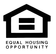 A black and white logo of an equal housing opportunity.